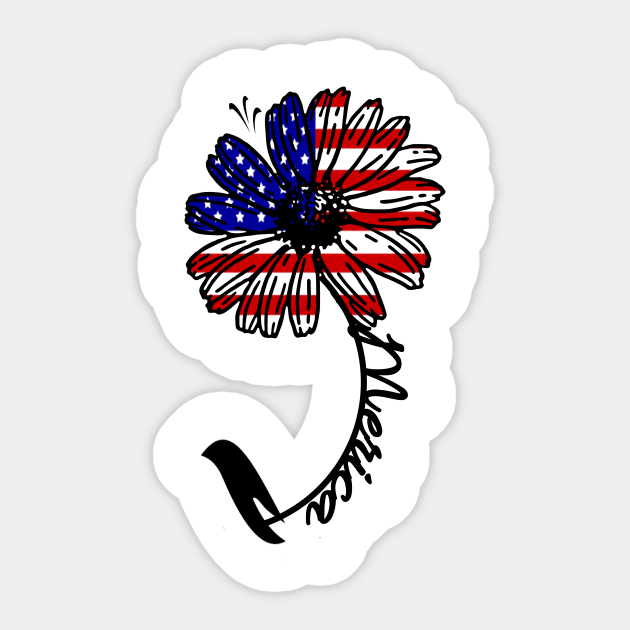 Patriotic Daisy Flag Merica Cute 4th Of July Womens Gift Sticker by Kimmicsts